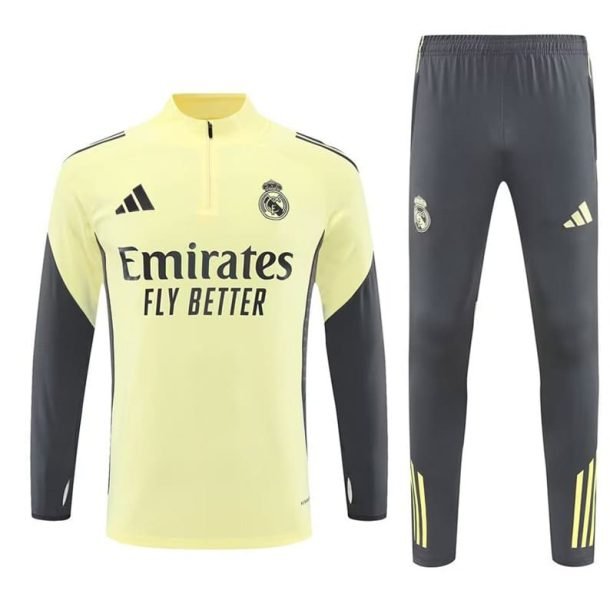 Survêtement Real Madrid 2025/26 jaune gris Survêtement Real Madrid 2025/26 jaune gris
