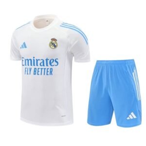 Ensemble Maillot Training Real Madrid 2025/26 Blanc Bleu