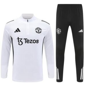 Survêtement Manchester United 2025/26 Blanc Noir (Training top+Pantalon) – Image 2
