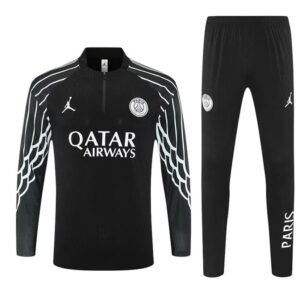 Survêtement PSG 2025/26 Noir Blanc (Training top+Pantalon) – Image 2