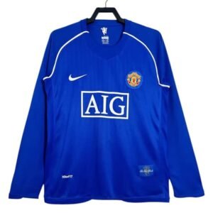 Maillot Rétro Manchester United Gardien Manches Longues 2007/2008 Bleu